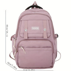 Solid Backpack Preppy Bag Outdoor Travel Schoolbag Men And Women