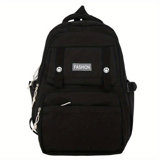 Solid Backpack Preppy Bag Outdoor Travel Schoolbag Men And Women