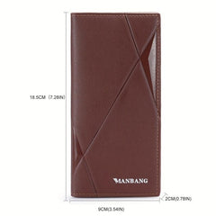 Men's Leather Long Wallet Card Holder Clutch Bag Money Clip