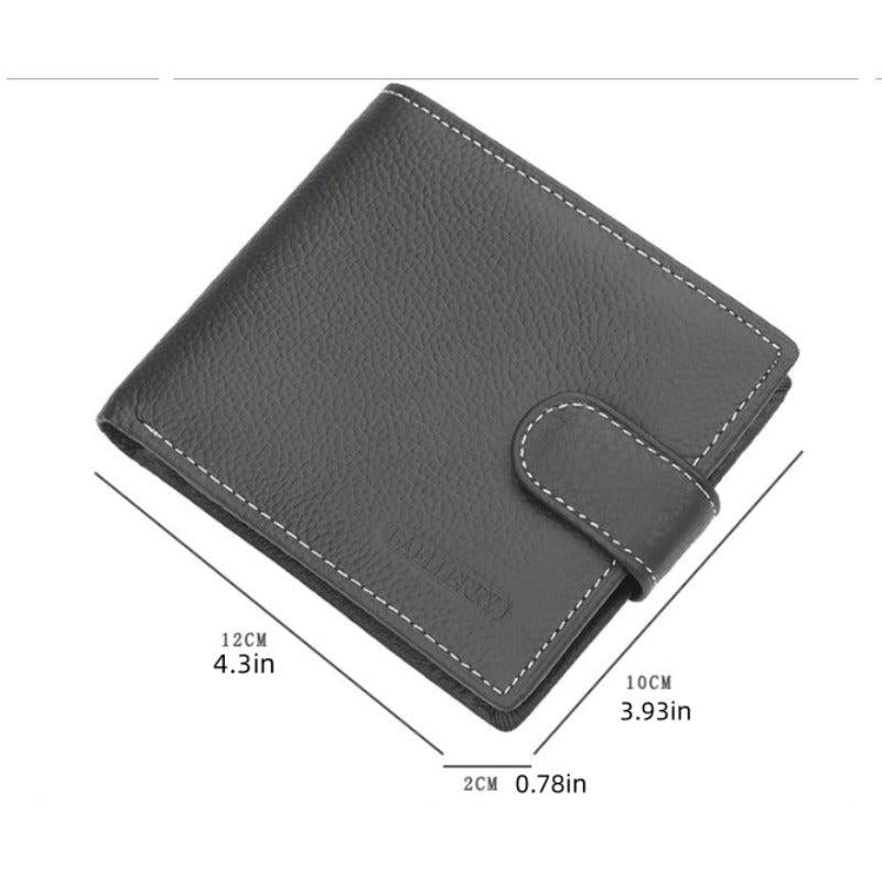 Men's Leather Short Wallet Money Clip Card Holder with Coin Pocket