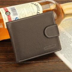 Men's Leather Short Wallet Money Clip Card Holder with Coin Pocket