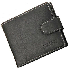 Men's Leather Short Wallet Money Clip Card Holder with Coin Pocket