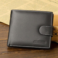 Men's Leather Short Wallet Money Clip Card Holder with Coin Pocket