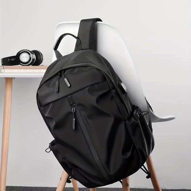 Solid Backpack Double Shoulder Bag Men's Laptop Casual Men's Shoulder Bag