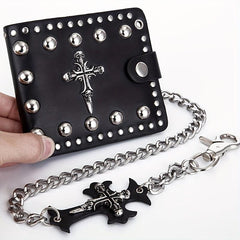 Halloween Men's Wallet Cross Skull Punk Wallet Anti theft Rivet Wallet