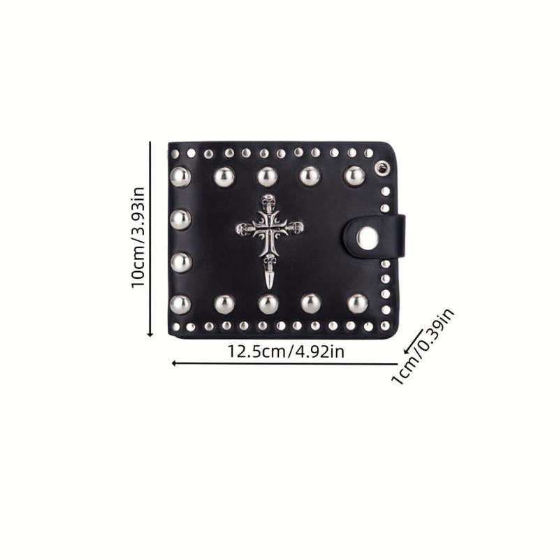 Halloween Men's Wallet Cross Skull Punk Wallet Anti theft Rivet Wallet