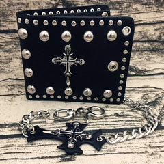 Halloween Men's Wallet Cross Skull Punk Wallet Anti theft Rivet Wallet