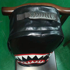 PU Leather Shark Pattern Backpack Student Commuter Outdoor Sports Bag