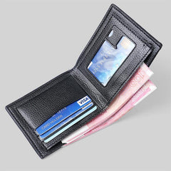 Men's Leather Short Wallet Money Clip Card Holder Horizontal Wallet