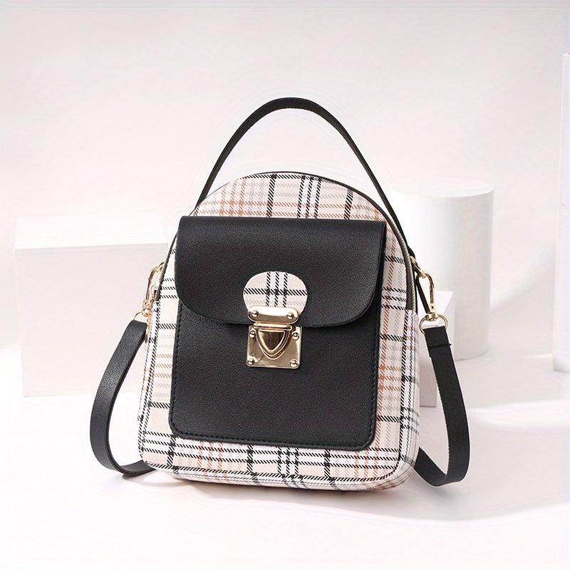 Plaid Pattern Backpack Ladies Bags Small Book Bag Sweet Small Backpack