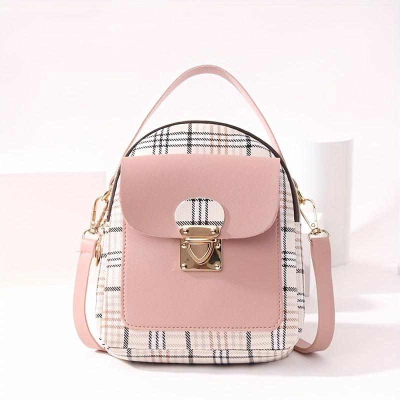 Plaid Pattern Backpack Ladies Bags Small Book Bag Sweet Small Backpack