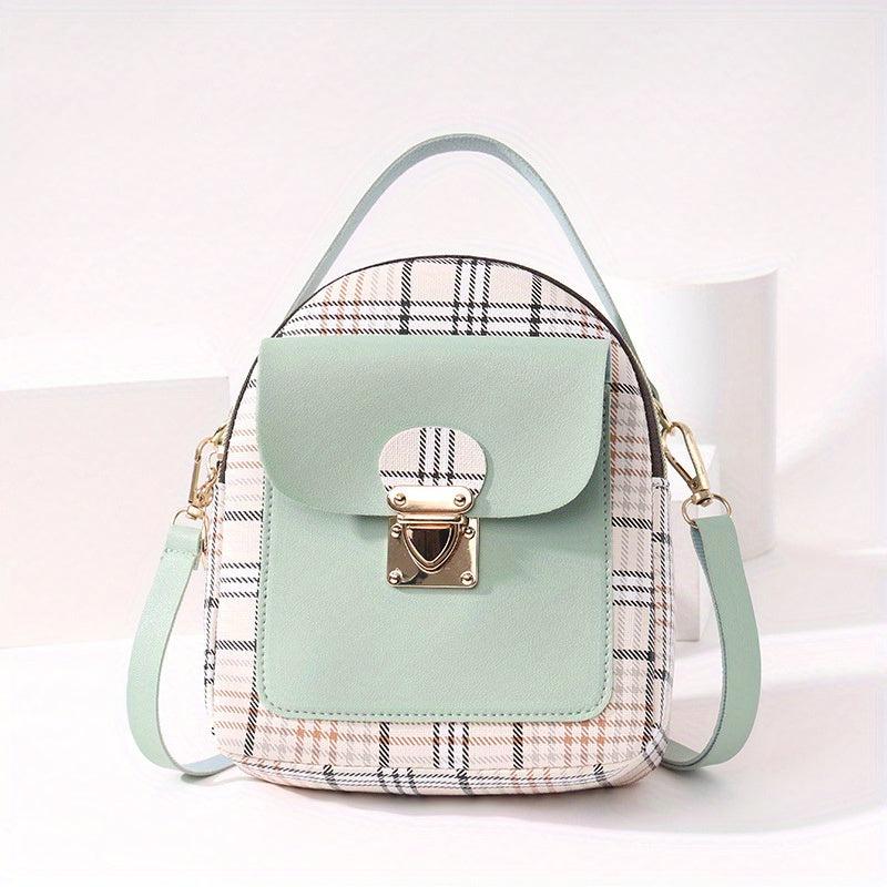 Plaid Pattern Backpack Ladies Bags Small Book Bag Sweet Small Backpack