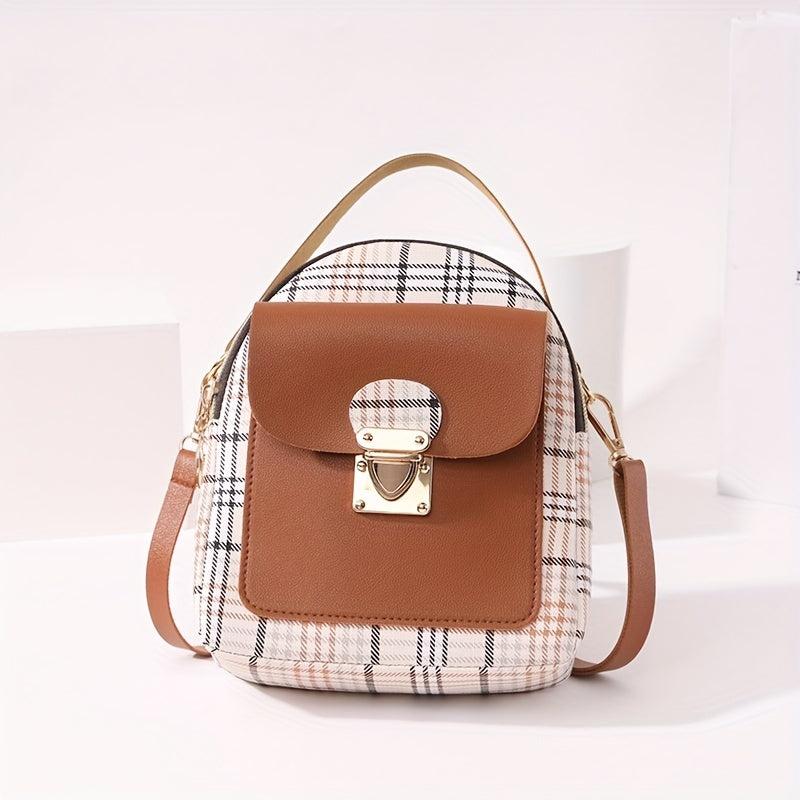Plaid Pattern Backpack Ladies Bags Small Book Bag Sweet Small Backpack