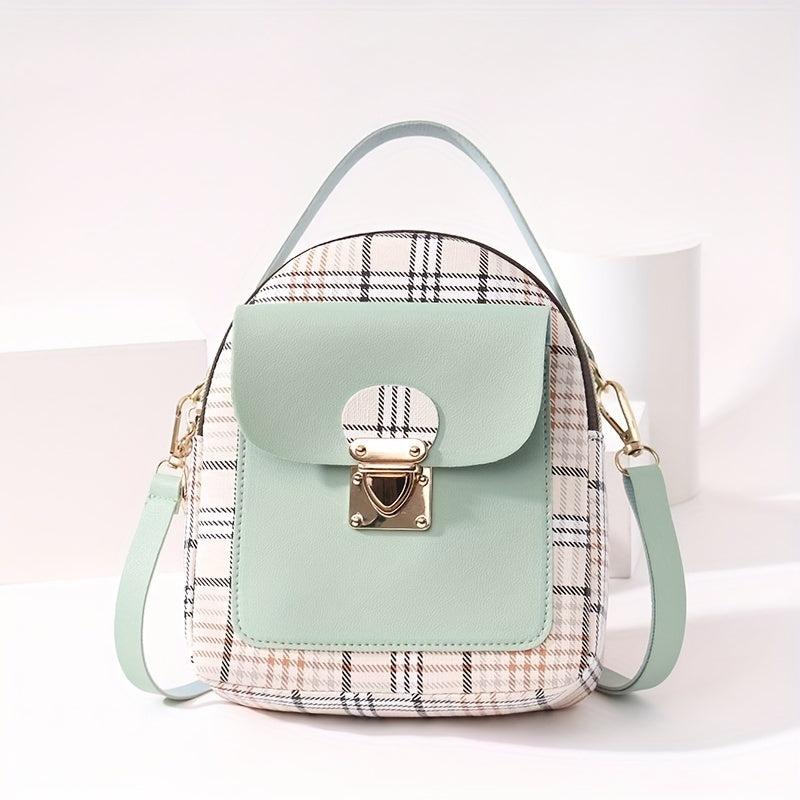 Plaid Pattern Backpack Ladies Bags Small Book Bag Sweet Small Backpack