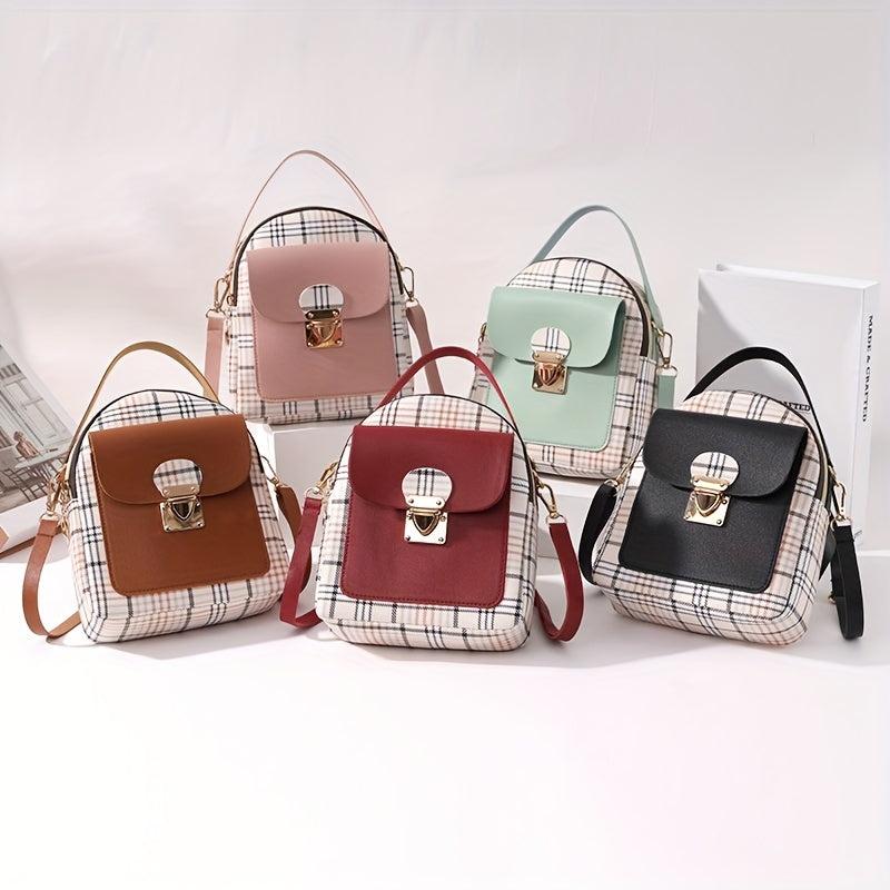 Plaid Pattern Backpack Ladies Bags Small Book Bag Sweet Small Backpack