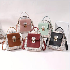 Plaid Pattern Backpack Ladies Bags Small Book Bag Sweet Small Backpack