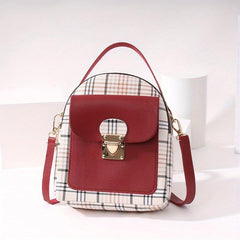 Plaid Pattern Backpack Ladies Bags Small Book Bag Sweet Small Backpack