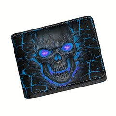Fire Skull Pattern Leather Wallet Coin Purse Large Capacity Card Holder