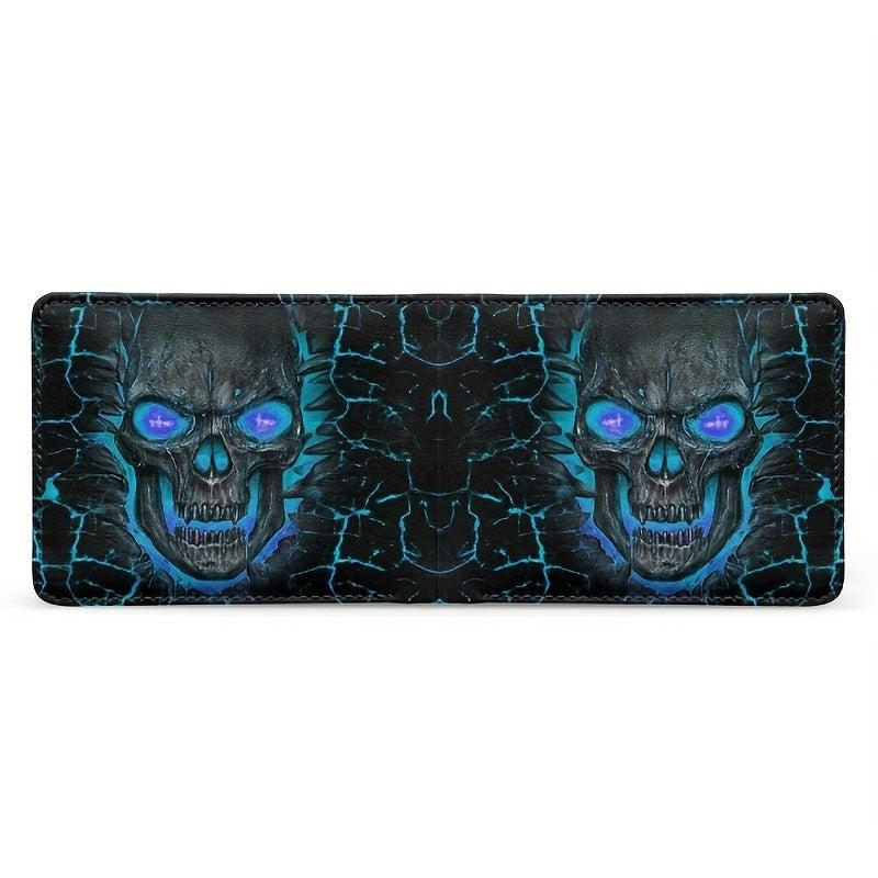 Fire Skull Pattern Leather Wallet Coin Purse Large Capacity Card Holder