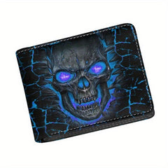 Fire Skull Pattern Leather Wallet Coin Purse Large Capacity Card Holder