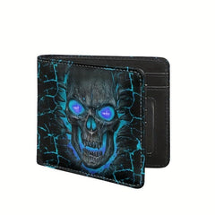 Fire Skull Pattern Leather Wallet Coin Purse Large Capacity Card Holder