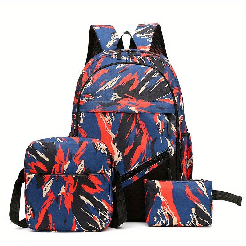 3pcs Large Capacity Travel Backpack Crossbody Bag Set