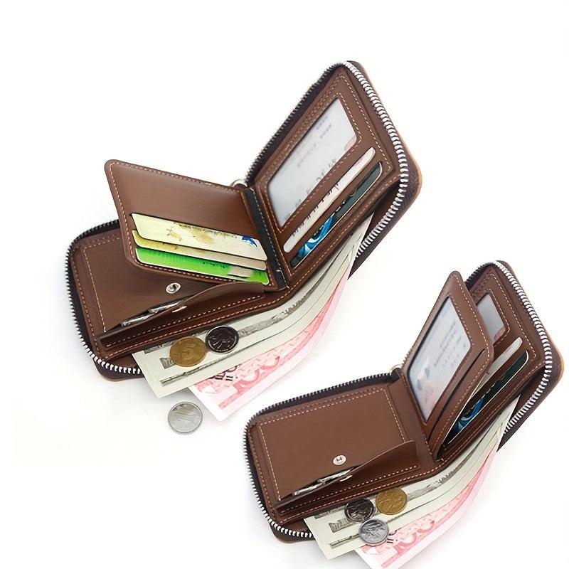 Men's Zipper Short Wallet Money Clip Card Holder Coin Purse Gift