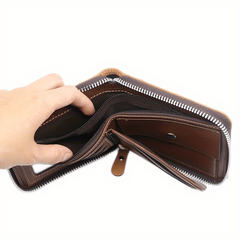 Men's Zipper Short Wallet Money Clip Card Holder Coin Purse Gift
