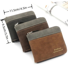 Men's Zipper Short Wallet Money Clip Card Holder Coin Purse Gift