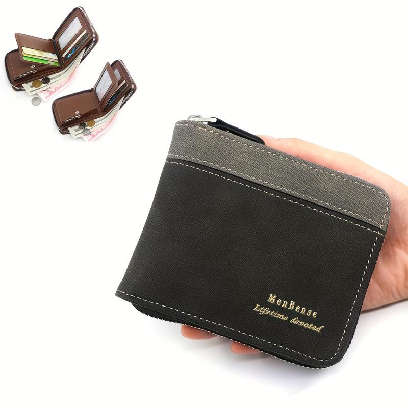 Men's Zipper Short Wallet Money Clip Card Holder Coin Purse Gift