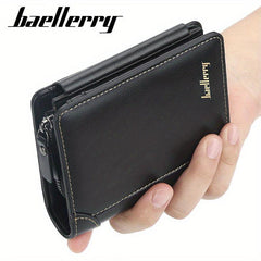 Men's Trifold Short Wallet With Coin Pocket