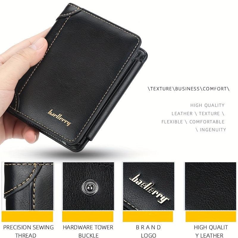 Men's Trifold Short Wallet With Coin Pocket