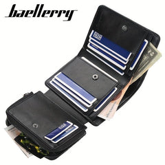 Men's Trifold Short Wallet With Coin Pocket