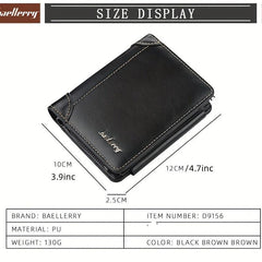 Men's Trifold Short Wallet With Coin Pocket