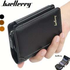 Men's Trifold Short Wallet With Coin Pocket