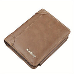 Men's Trifold Short Wallet With Coin Pocket