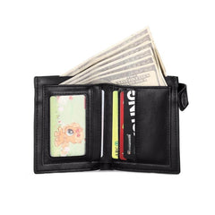 Punk Rocker Skull Leather Card Holder Zipper Wallet with Chain