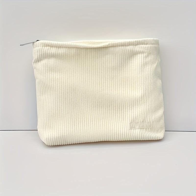 Corduroy Clutch Bag Zipper Cosmetic Portable Travel Storage
