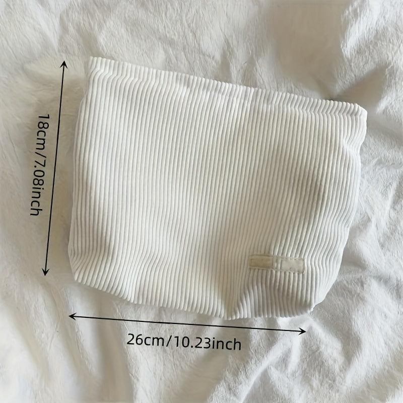 Corduroy Clutch Bag Zipper Cosmetic Portable Travel Storage