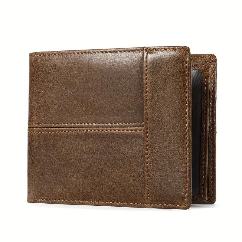 Men's RFID Blocking Leather Short Wallet with Money Clip