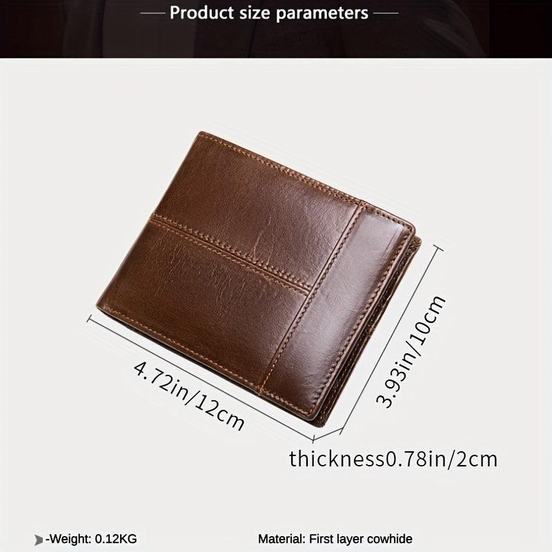 Men's RFID Blocking Leather Short Wallet with Money Clip
