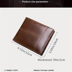 Men's RFID Blocking Leather Short Wallet with Money Clip