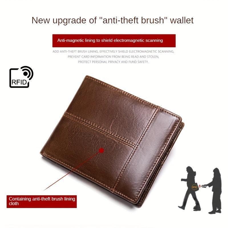 Men's RFID Blocking Leather Short Wallet with Money Clip