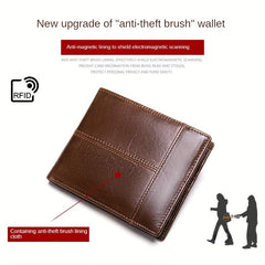 Men's RFID Blocking Leather Short Wallet with Money Clip