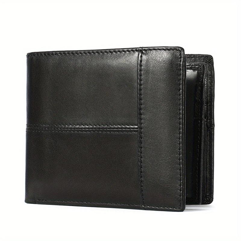 Men's RFID Blocking Leather Short Wallet with Money Clip