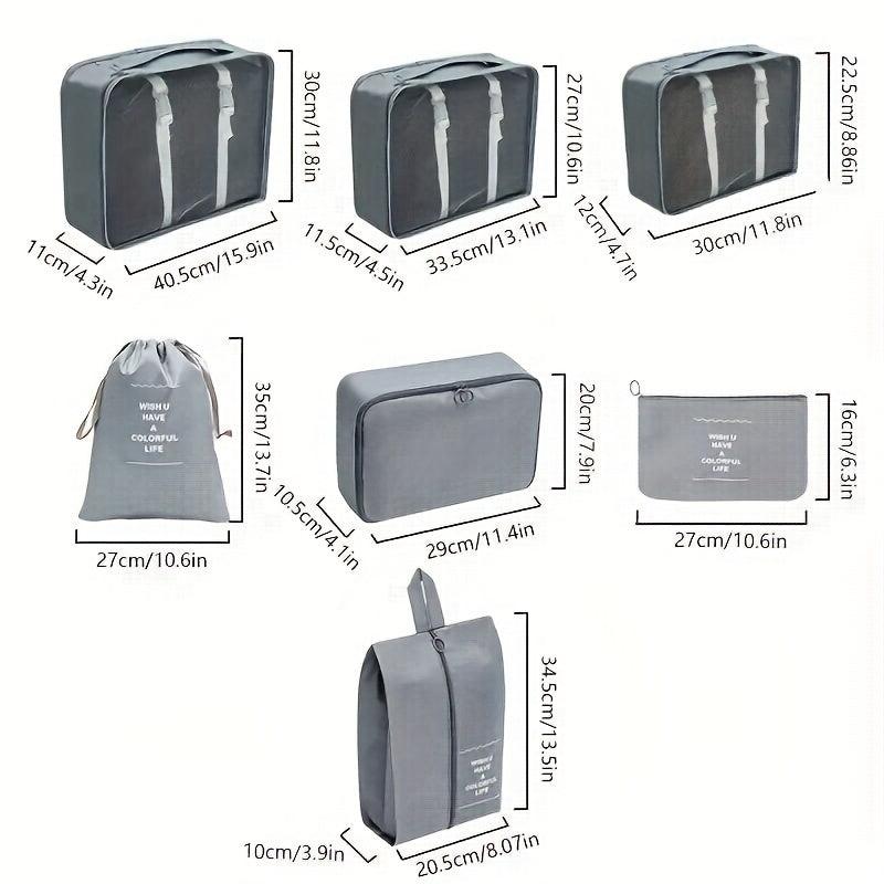 7pc Set Packing Cubes For Travel Underwear Shoes Organizer Large Capacity
