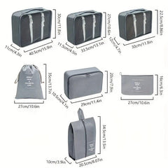 7pc Set Packing Cubes For Travel Underwear Shoes Organizer Large Capacity