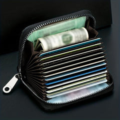 Men's Zipper Card Holder Anti Theft Short Wallet
