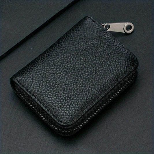 Men's Zipper Card Holder Anti Theft Short Wallet