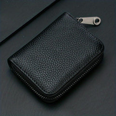 Men's Zipper Card Holder Anti Theft Short Wallet